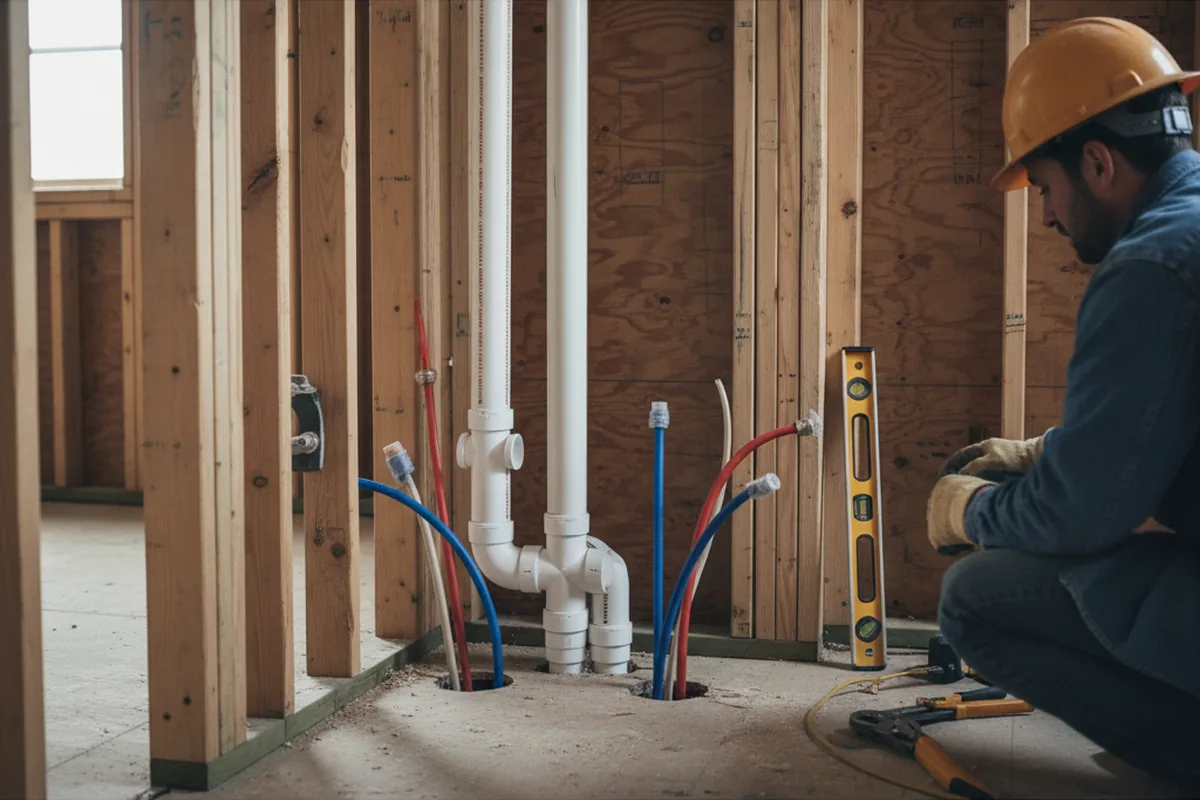 Drain and supply rough-in during Garbage Disposal Repair in Watts